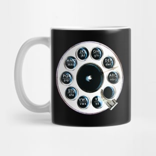 Retro Rotary Phone White on Black Mug